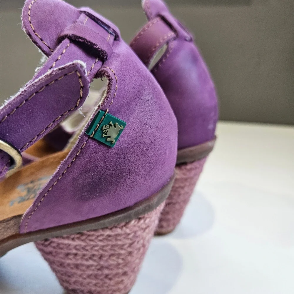 El Naturalista Sandals Heel Purple Leather Mary Jane Peep Toe 37 Wedding Guest